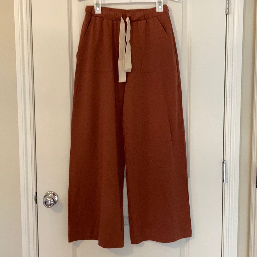 Cotton relaxed wide leg pants